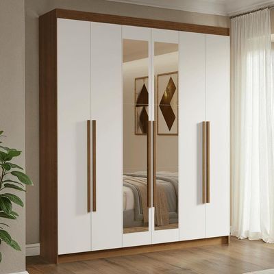 Guarda-roupa Casal 6 Portas Batentes Madesa Rustic/branco