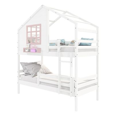 Beliche Casinha Janela Grade Proteção Madeira Branco-Rosa