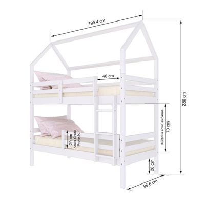 Beliche Casinha Solteiro Slim Rb Grade Branco