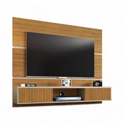 Painel Para Tvs 65 âmbar Cinamomo E Off White Ripado Bechara