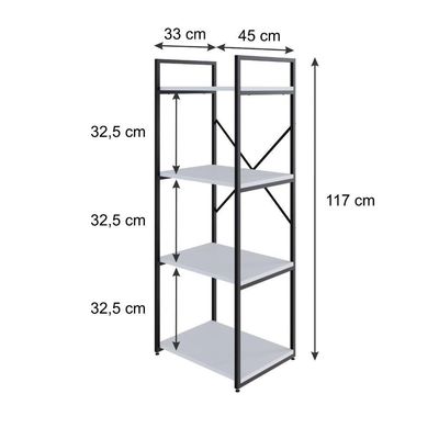 Estante C/04 Prateleiras 118x45x33cm Yon Branco Tx/est.preta Branco Tx/est.preta