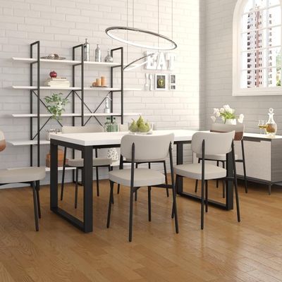 Mesa De Jantar Queens 160x90x77cm Qemj9160 Branco Tx - Est.preta Branco Tx/est.preta