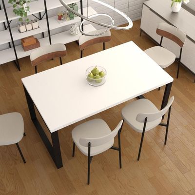 Mesa De Jantar Queens 160x90x77cm Qemj9160 Branco Tx - Est.preta Branco Tx/est.preta