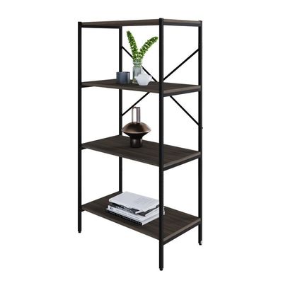 Estante C/04 Prateleiras 118x60x33cm Tub Tueh1164 Nogal - Est.preta Nogal / Est.preta