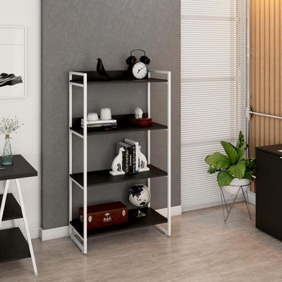 Estante Kuadra 80x40x146cm C/04 Prateleiras Preto ônix / Est.branca Preto ônix / Est.branca