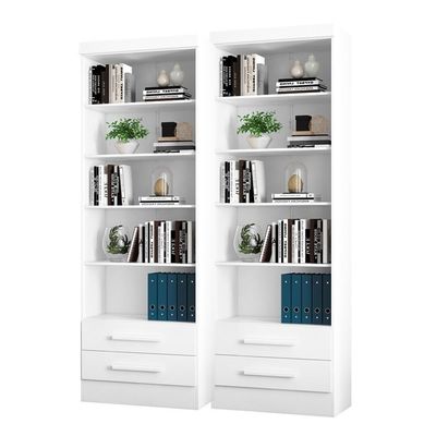 Livreiro Oslo Com Prateleiras Para Livros Branco (2 Unidades)