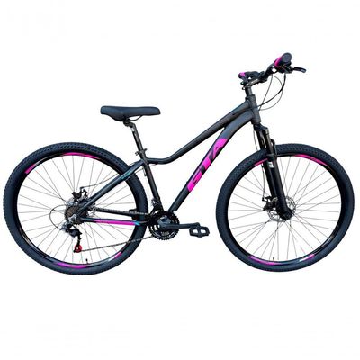 Bicicleta Aro 29 Gta Start Feminina Aluminio 21v Freio A Disco Garfo Suspensão - Preto/rosa Tam.15