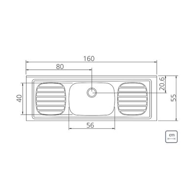 Pia de Apoio Tramontina Filo 56 em Aço Inox 160 x 55 cm Standard