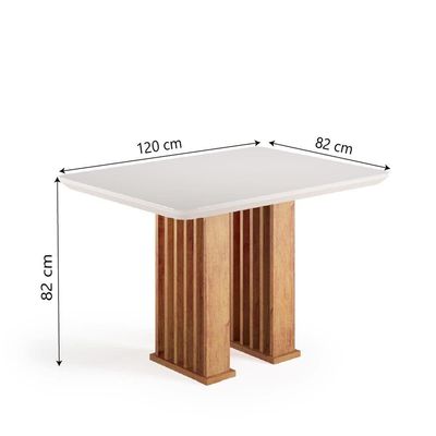 Conjunto De Mesa Sala De Jantar Tampo Com Vidro Mond 1,20m 4 Cadeiras Bele Veludo Viero Madeirado