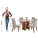 Conjunto De Mesa Sala De Jantar Tampo Com Vidro Mond 1,20m 4 Cadeiras Bele Veludo Viero Madeirado