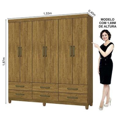 Guarda Roupa Casal D22 6 Portas 6 Gavetas Carioca Móveis Cinamomo