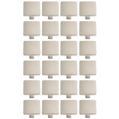 Kit 24 Puxadores para Móveis Aspen 188 Ponto Quadrado Níquel Escovado Armários Gavetas