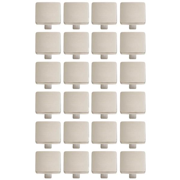Kit 24 Puxadores para Móveis Aspen 188 Ponto Quadrado Níquel Escovado Armários Gavetas