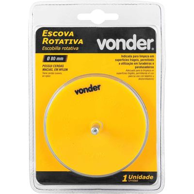 Escova rotativa para Furadeiras e Parafusadeira  80mm em nylon Vonder