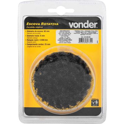 Escova rotativa para Furadeiras e Parafusadeira  80mm em nylon Vonder