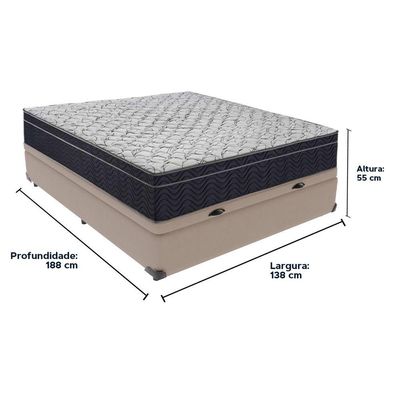 Kit Casal Cama Bege Box Baú Colchão Extra Firme Ortobom D45