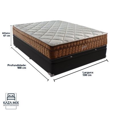 Cama Box Baú Casal E Colchão Ortopédico Anjos Star Molas