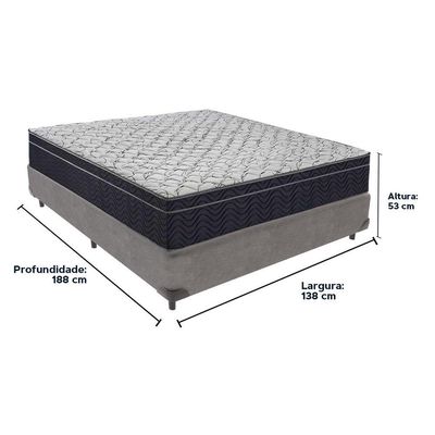 Conjunto Cama Box Casal Colchão Airtech D45 Extra Firme Cinza
