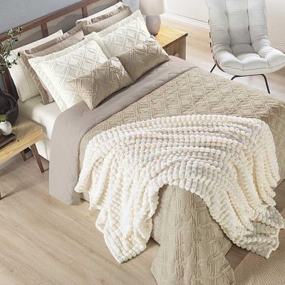 Cobertor Comfy Queen Manta Ultrasoft  - Marfim - Palha