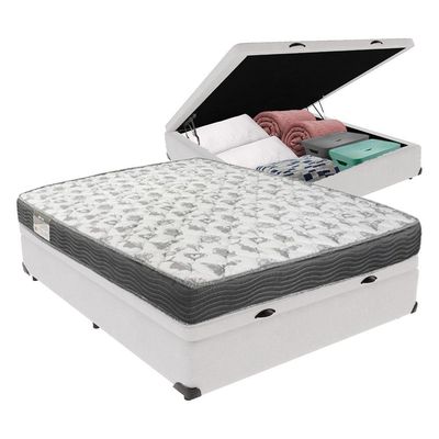 Cama Box Com Baú Ortobom Iso100 Bege D33 Branco