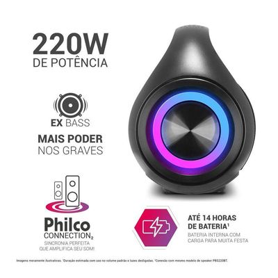 Speaker Philco Extreme Bluetooth Flash Light 220W Bivolt