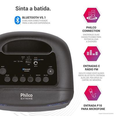 Caixa de Som Amplificada Philco Flash Lights 250W - Bivolt