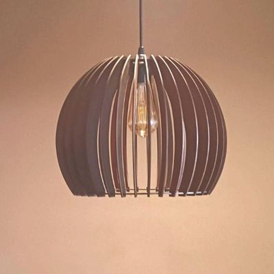 Luminária Teto Tipo Pendente Em Mdf Universo - Completa Cor: Mdf Cru