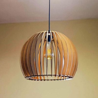 Luminária Teto Tipo Pendente Em Mdf Universo - Completa Cor: Mdf Cru