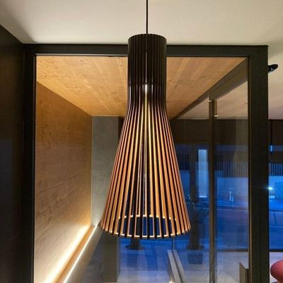 Luminária Teto Tipo Pendente Funil Mdf - Completa Cor: Mdf Cru