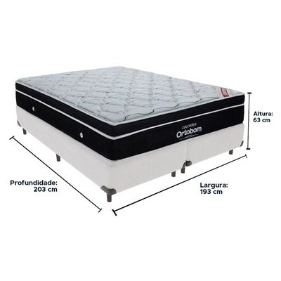 Cama Box Branco E Colchão Elegant Molas Ensacadas King Ortobom