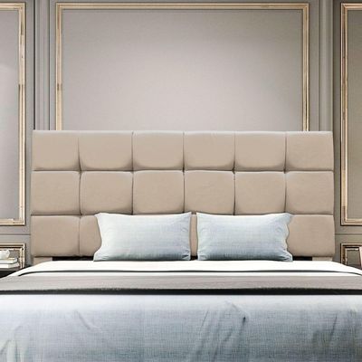 Cabeceira Estofada Cama Box Casal 140 Cm Ananda Suede Bege