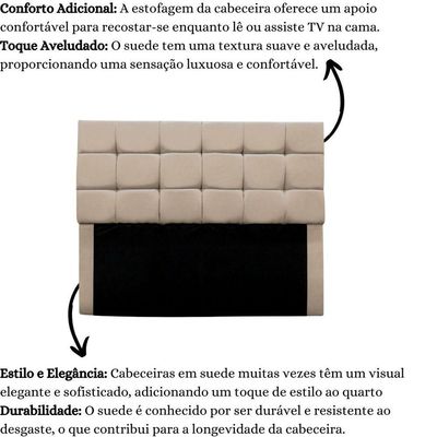Cabeceira Estofada Cama Box Casal 140 Cm Ananda Suede Bege