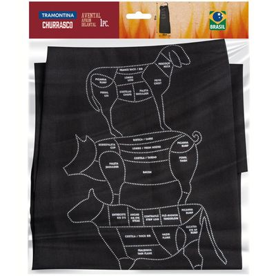 Avental de Churrasqueiro Tramontina Estampado Preto 100% Algodão Churrasco Cozinheiro