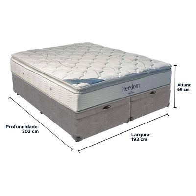 Cama Box Com Baú King E Colchão Freedom Ortobom D33 Cinza