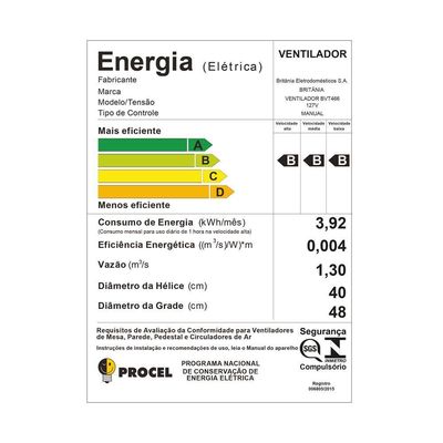 Ventilador De Coluna Britânia Turbo Silencioso 160W  110V
