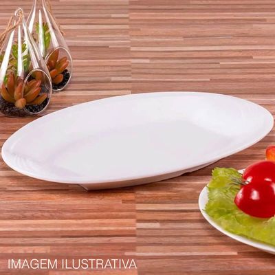 Travessa Oval Melamina Rasa 20x14cm Branca Servir Haus Concept Bandeja