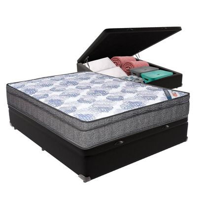 Cama Box Baú Bege Ortobom Colchão Iso Molas E Pillow Viúvo Preto