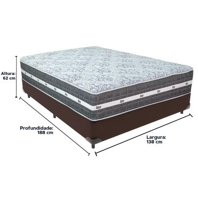 Cama Box Marrom E Colchão Black Graphite Molas Ensacadas Casal 138x188x27