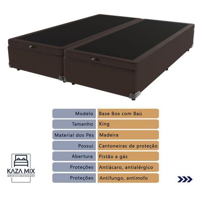 Colchão Elegant Ortobom E Base Com Baú Marrom King Com Molas Ensacadas