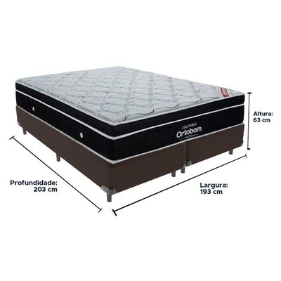 Cama + Box Colchão King Com Molas Ensacadas Ortobom Europillow Elegant Marrom