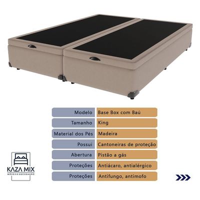 Colchão Elegant Ortobom E Base Com Baú Bege King Com Molas Ensacadas