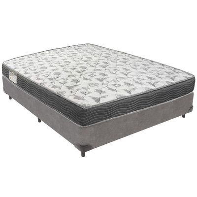 Cama Box Cinza E Colchão Iso100 Espuma D33 Casal Ortobom