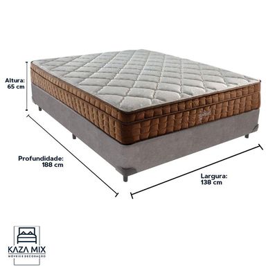 Cama Box Cinza E Colchão Star Pillow In Casal