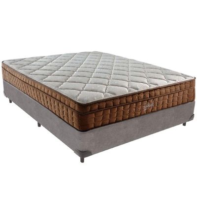 Cama Box Cinza E Colchão Star Pillow In Casal