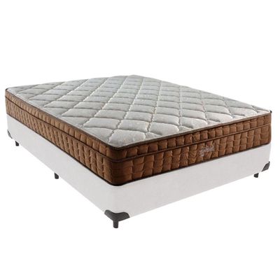 Cama Box Casal E Colchão Ortopédico Star Molas - Cinza