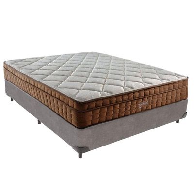 Cama Box Casal E Colchão Ortopédico Star Molas - Cinza