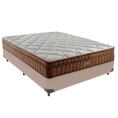 Cama Box Casal E Colchão Ortopédico Star Molas - Cinza
