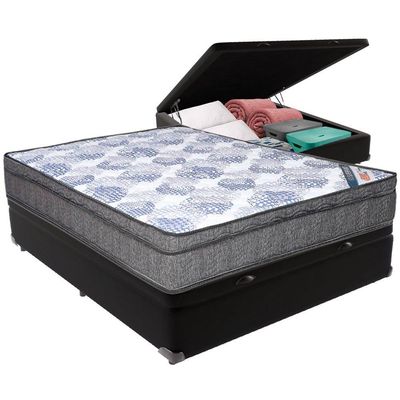 Cama Box Baú Preto E Colchão Iso Superpocket Molas Ensacadas Viúvo Ortobom