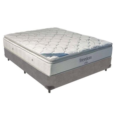 Cama Box Casal E Colchão Freedom Ortobom D33 Cinza