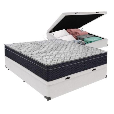 Cama Box Com Baú Branco E Colchão Víuvo Ortobom Extra Firme Airtech